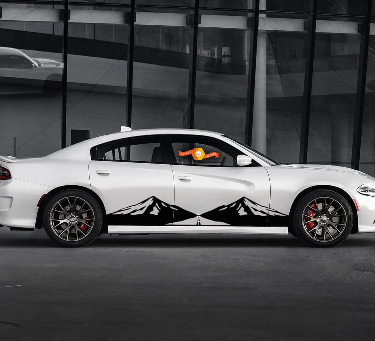 2 Side Dodge Charger Mountain Road Side Vinyl Decals Graphics Sticker
