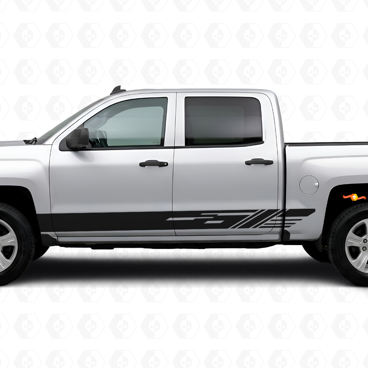 Diagonal Slot Door & Rocker Panel Vinyl Stripes for Chevrolet Silverado 1500 K2XX 2014-2019