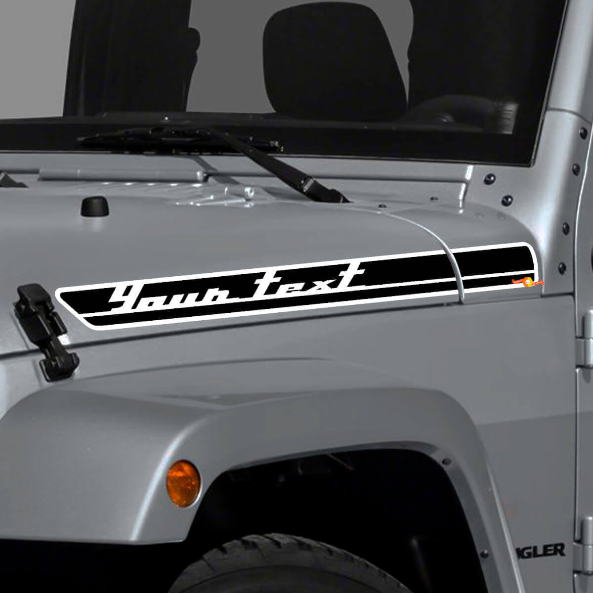 Custom Text Hood Side Stripes Vinyl Decal Kit for Jeep Wrangler