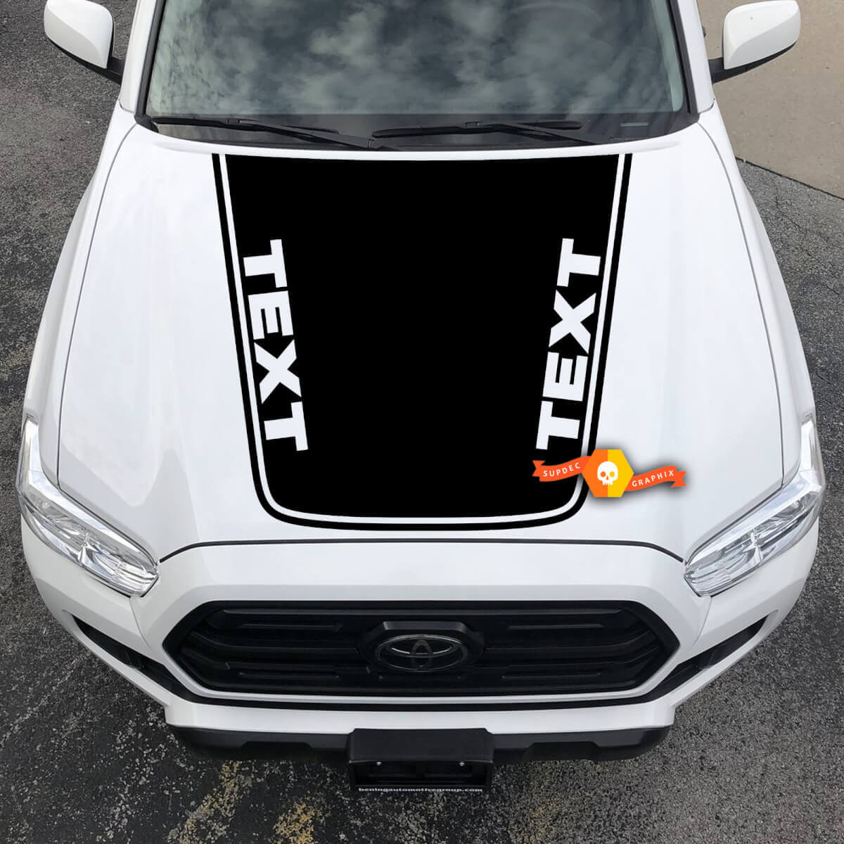 Blackout Custom Text Outline Hood Vinyl Decal Sticker for Toyota Tacoma 2016-2020