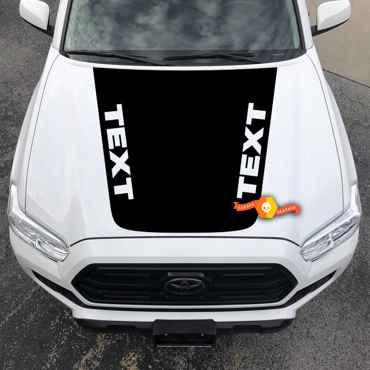Blackout with Custom Text Hood Vinyl Decal Sticker for Toyota Tacoma 2016-2021