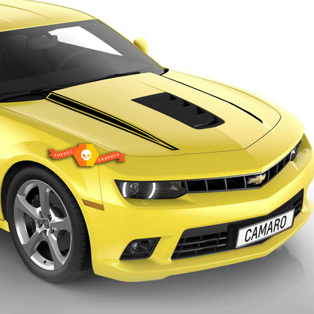 2014 2015 Chevy Camaro Hood Cowl Side Spears Accent Stripes Stickers Decals Blackout

