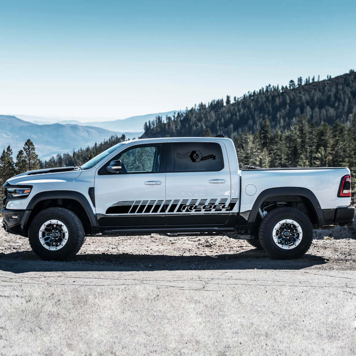 Rebel Strobe Stripes Side Vinyl Decals for Dodge Ram Rebel 2021+