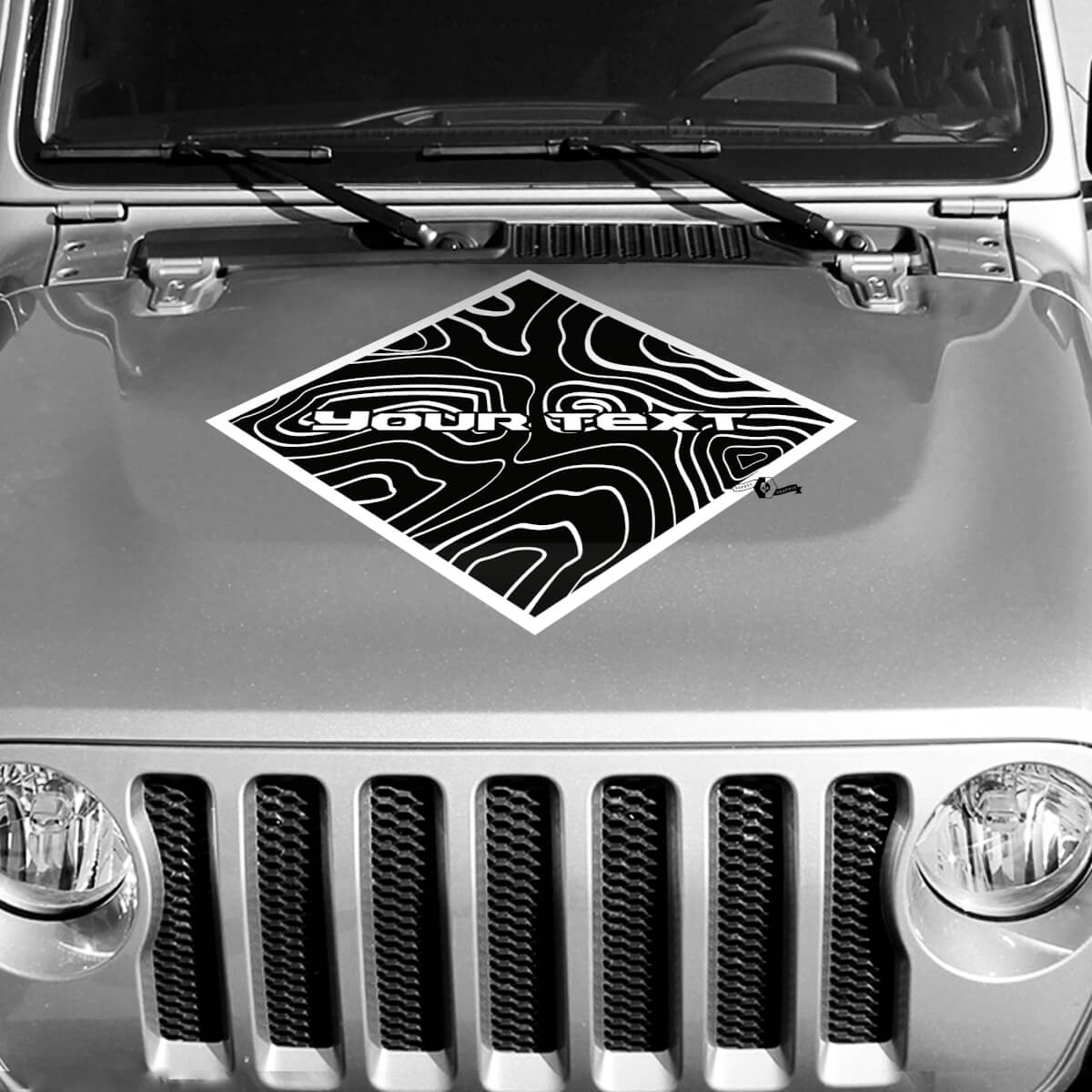 Blackout Contour Map Bonnet Square Style Graphics Vinyl Wrap Sticker Decal 2 Colours for Jeep Wrangler
