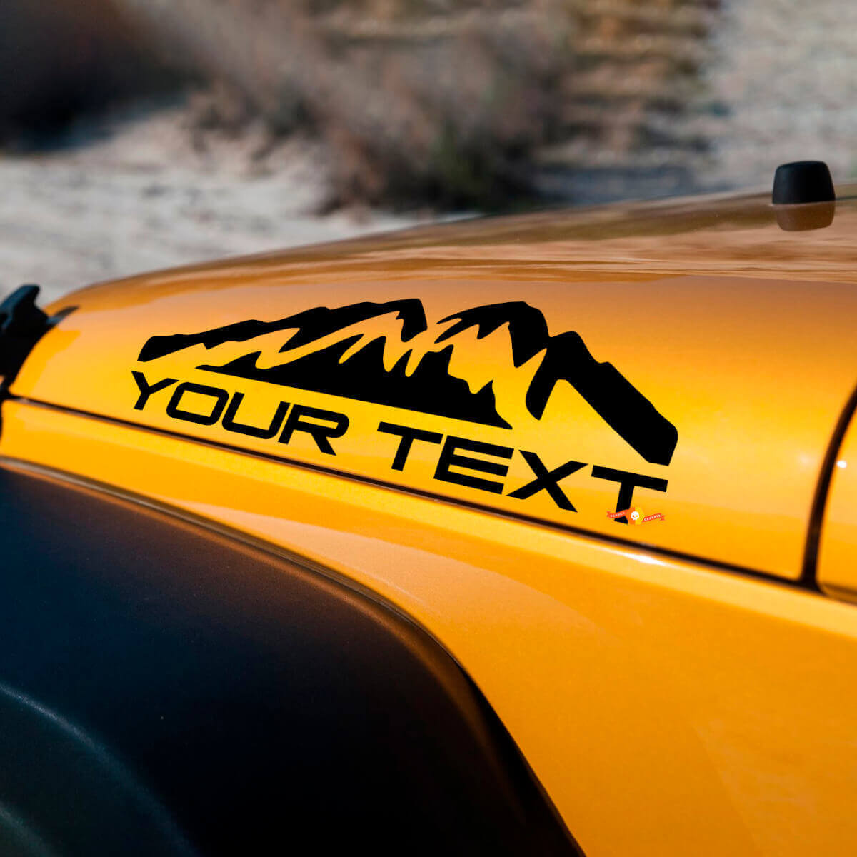 Custom Lettering Mountains Hood Vinyl Decal Set for Jeep Wrangler