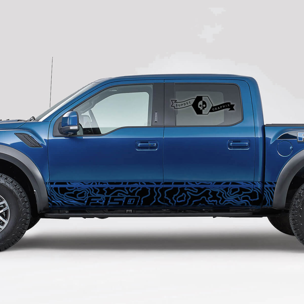 Ford F-150 Raptor Outline Map Side Rocker Stickers Decals Stripes Graphics
