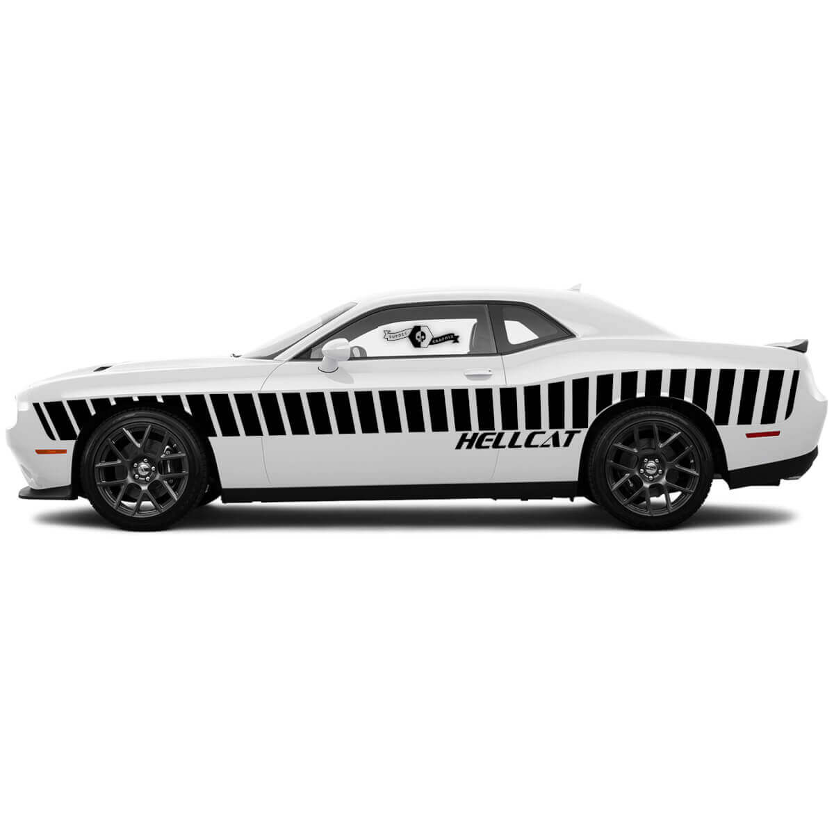 Pair Sloped Side Door Racing Stripes decals for Dodge Challenger Hellcat Vinyl Decals Stickers
