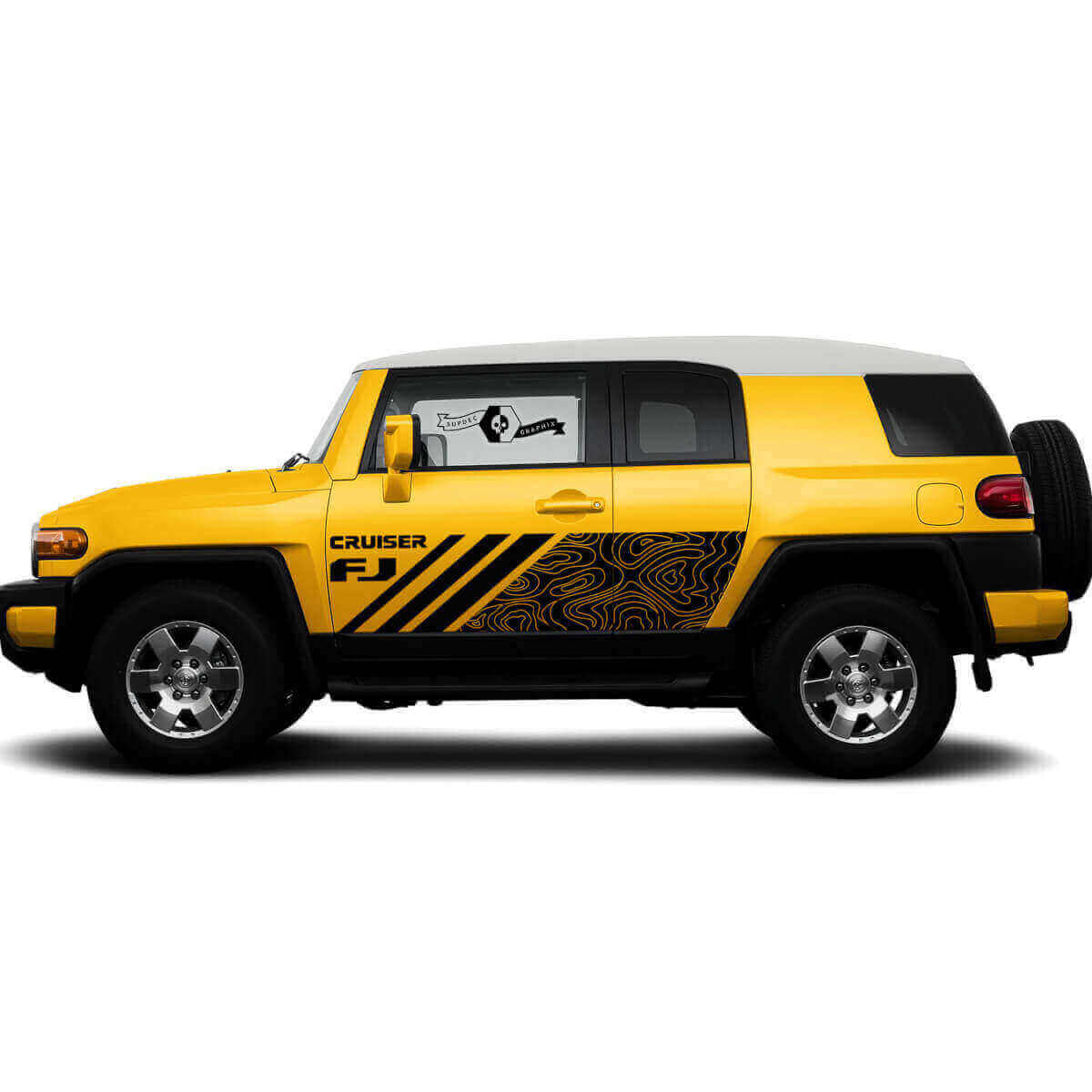 Topographic Map Style Side Door Vinyl Decal Sticker for Toyota FJ Cruiser