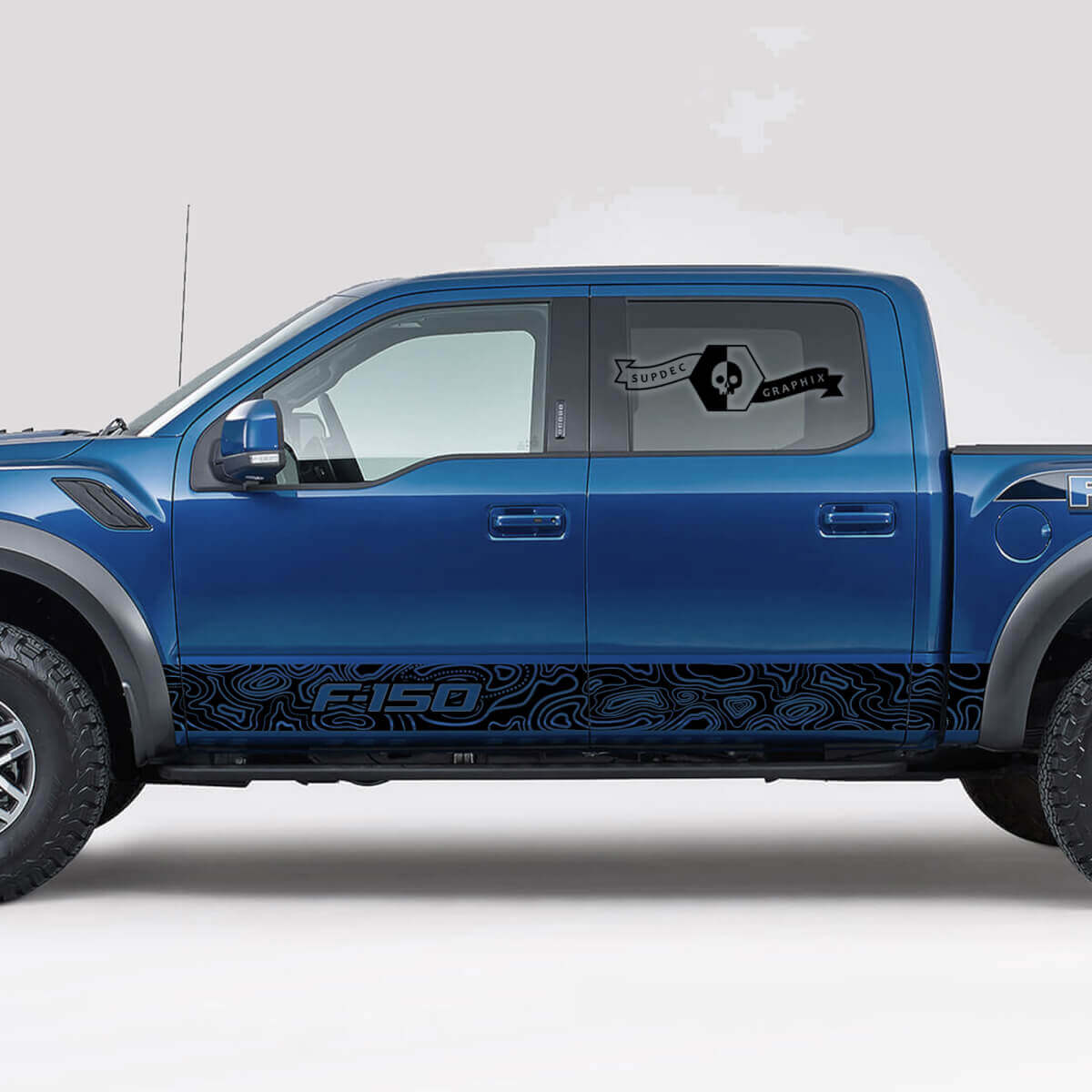 Topographic Map Side Stripes Vinyl Decals Kit for Musclecar truck