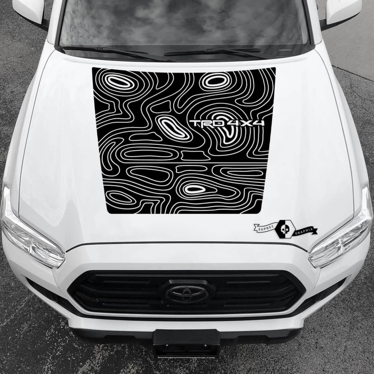 TRD Topographic Map Style Hood Vinyl Decal Sticker for Toyota Tacoma 2016-2021