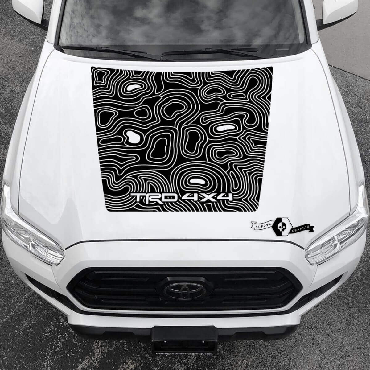 TRD 4x4 Topographic Map Hood Vinyl Decal Sticker for Toyota Tacoma 2016-2021