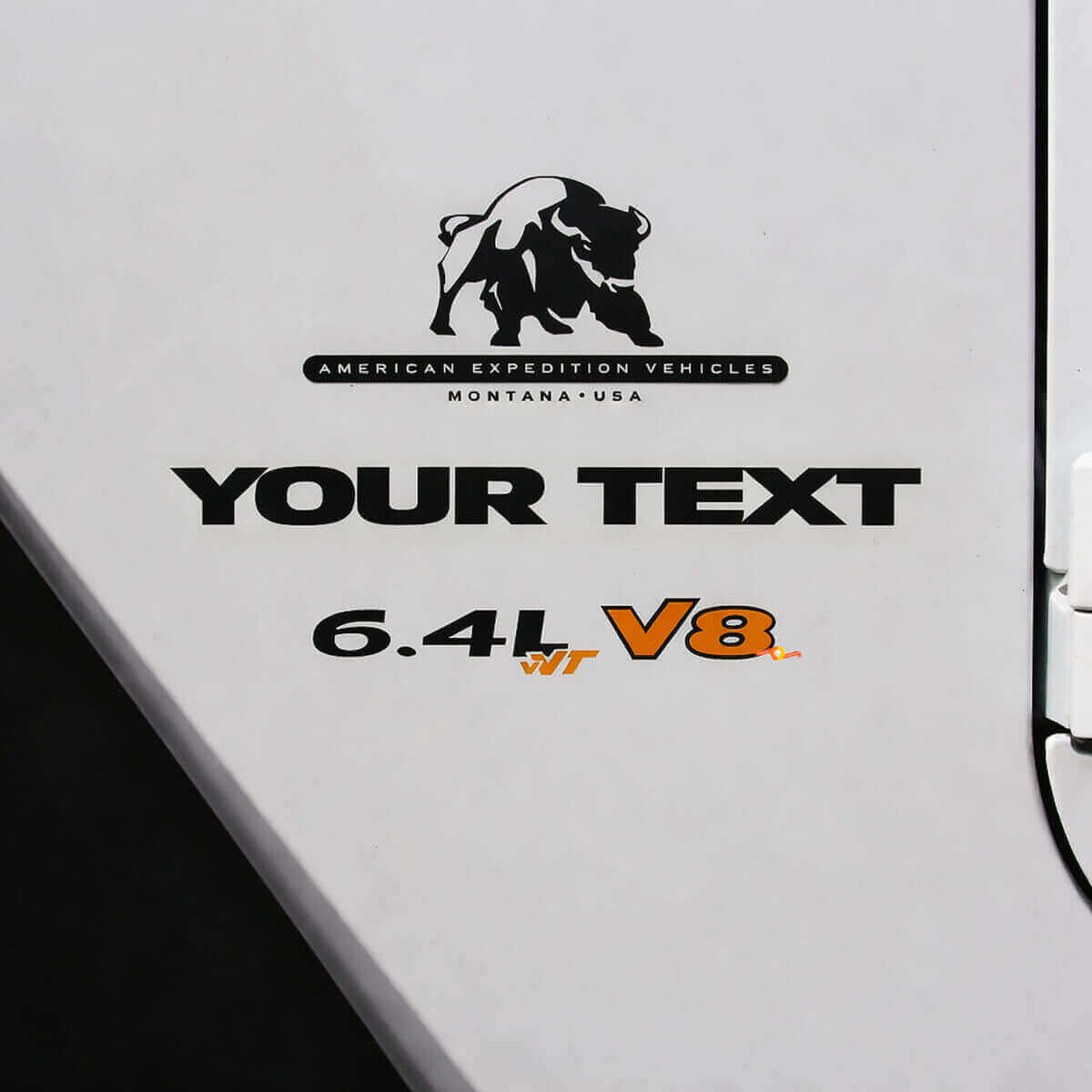 6.4L V8 Bull with Custom Text Vinyl Decal Kit for Jeep Wrangler