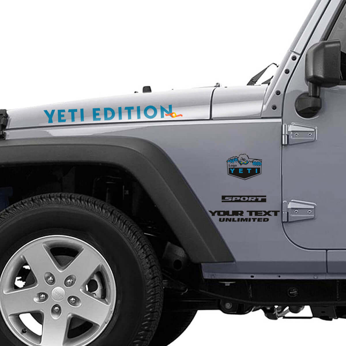 Yeti Edition Hood and Side Vinyl Decal Kit for Jeep Wrangler