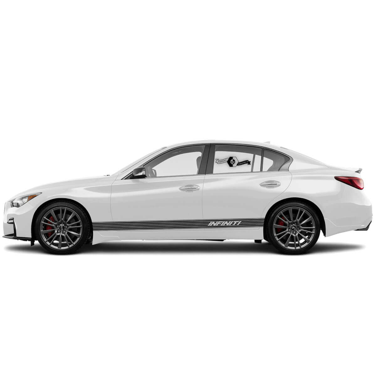 2 New Decal Rocker Panel Sticker Horizontal Lines Modern Slim Stripe for INFINITI Q50 Q60
