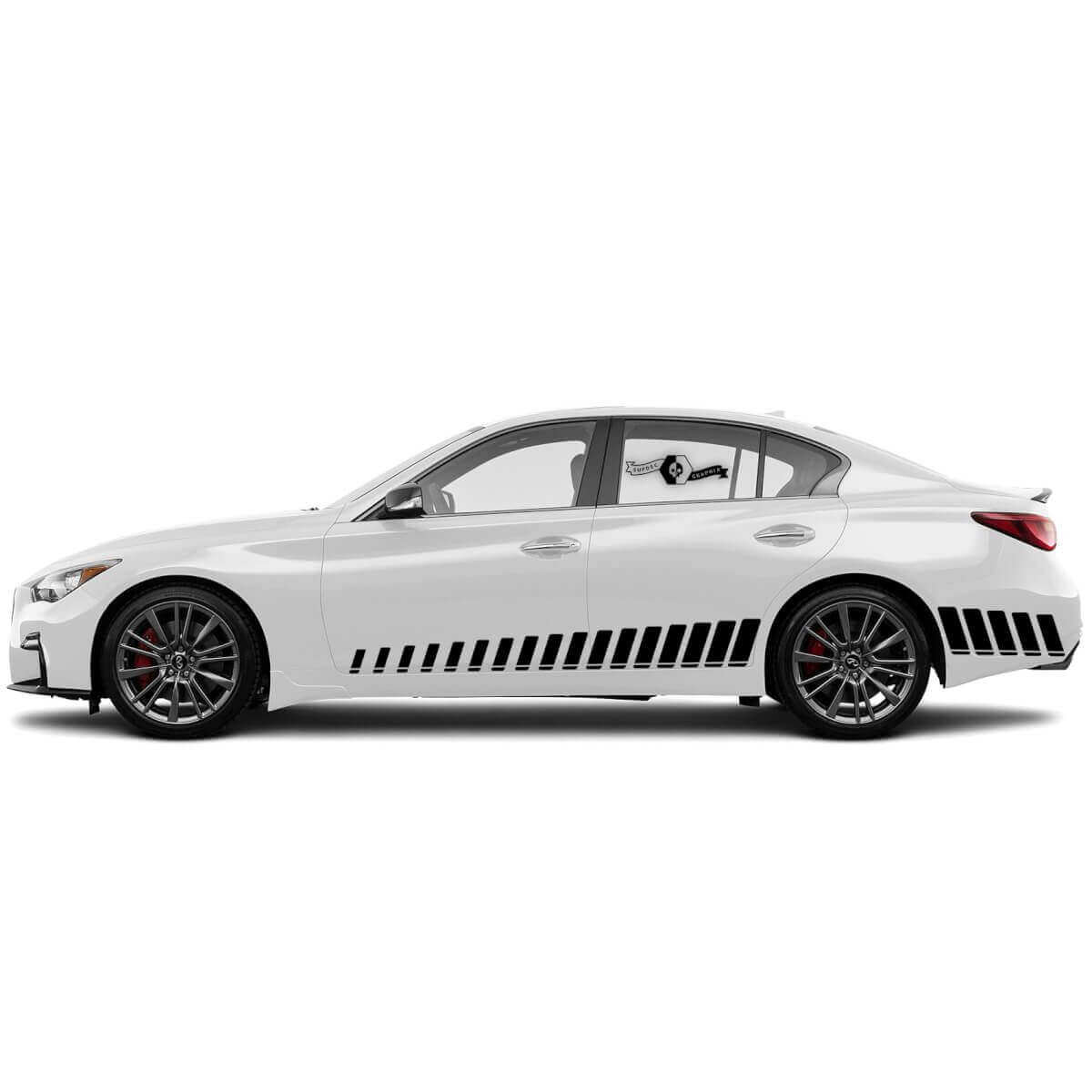 2 Nya Decal Rocker Panel Sticker vertikala strobe Lines Modern Slim Stripe för INFINITI Q50 Q60
