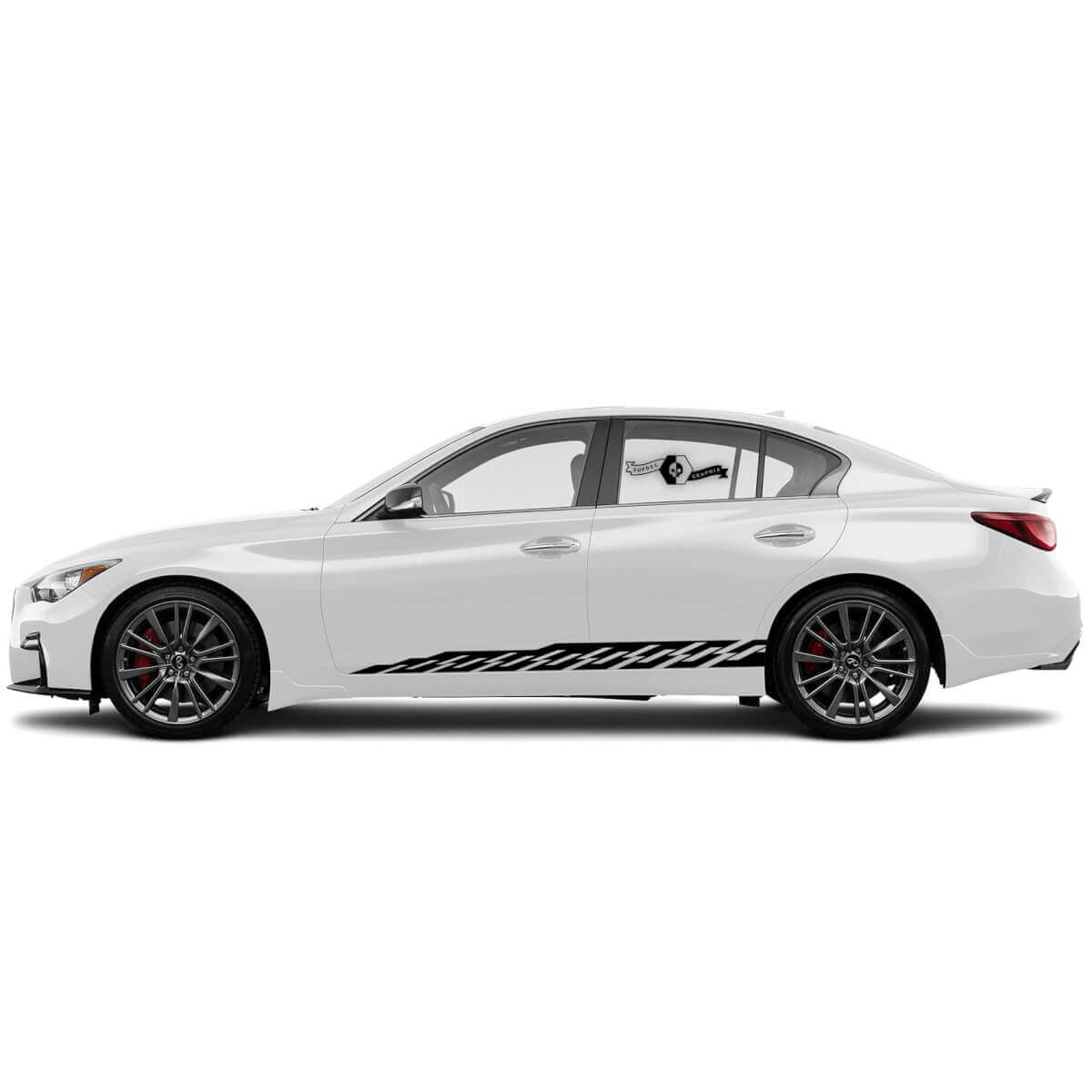 2 New Decal Rocker Panel Sticker vertical strobe Lines Modern Stripe for INFINITI Q50 Q60
