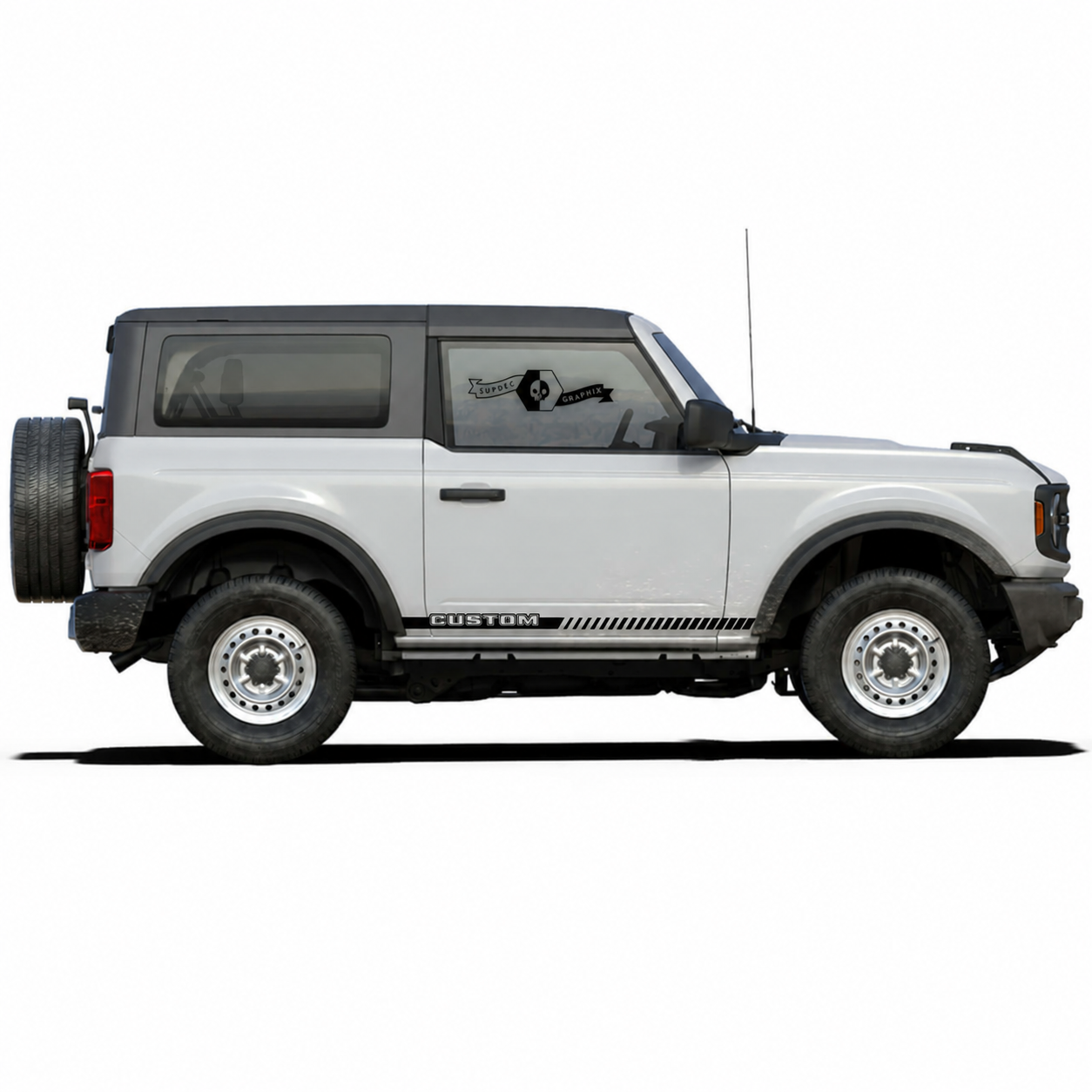 CUSTOM Outline Hatch Stripe Pair 2 Door Rocker Panel Vinyl Decal Sticker for Ford Bronco