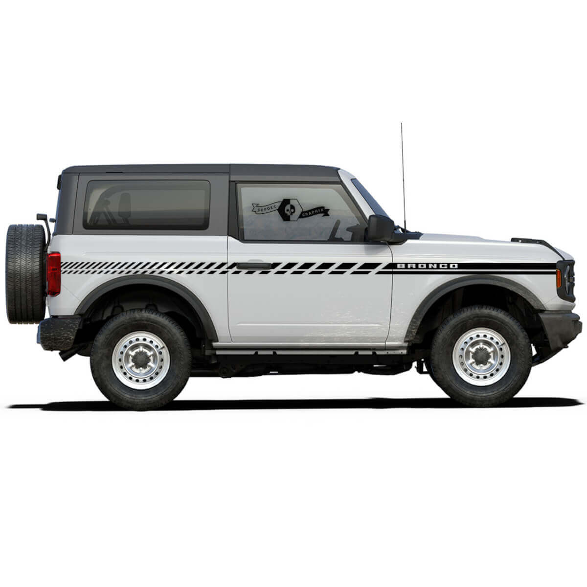 Pair New Modern Decal Vinyl Side Door Sticker Stripe for Ford Bronco 2-door
