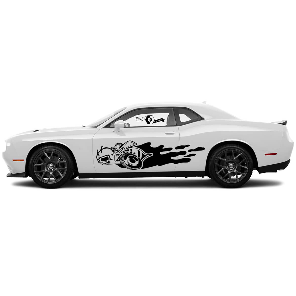 2 Side Dodge Challenger Super Bee Door Destroyed Splash Wrap Classic Side Vinyl Decals Graphics Sticker
