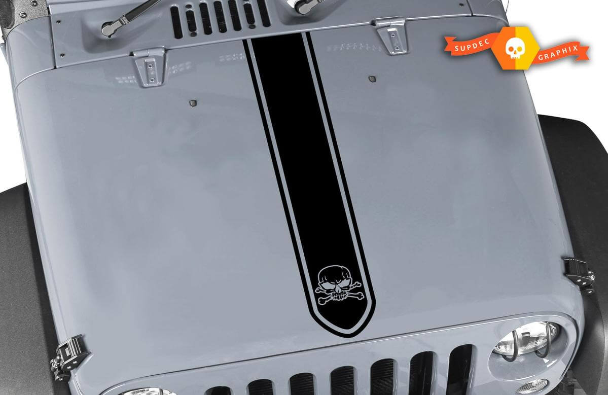 Jeep Wrangler Hood Stripe with Skull & Cross Bone Sticker De