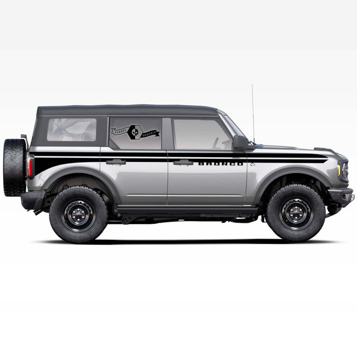Pair of Bronco Doors Up Accent Line Split Badlands 4-door Side Stripe Decals Stickers for Ford Bronco 2021
