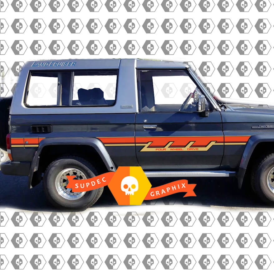 Toyota land cruiser BJ73R 70 Side Retro Vintage Rocker Panel Stripes Sticker Decal Graphics
