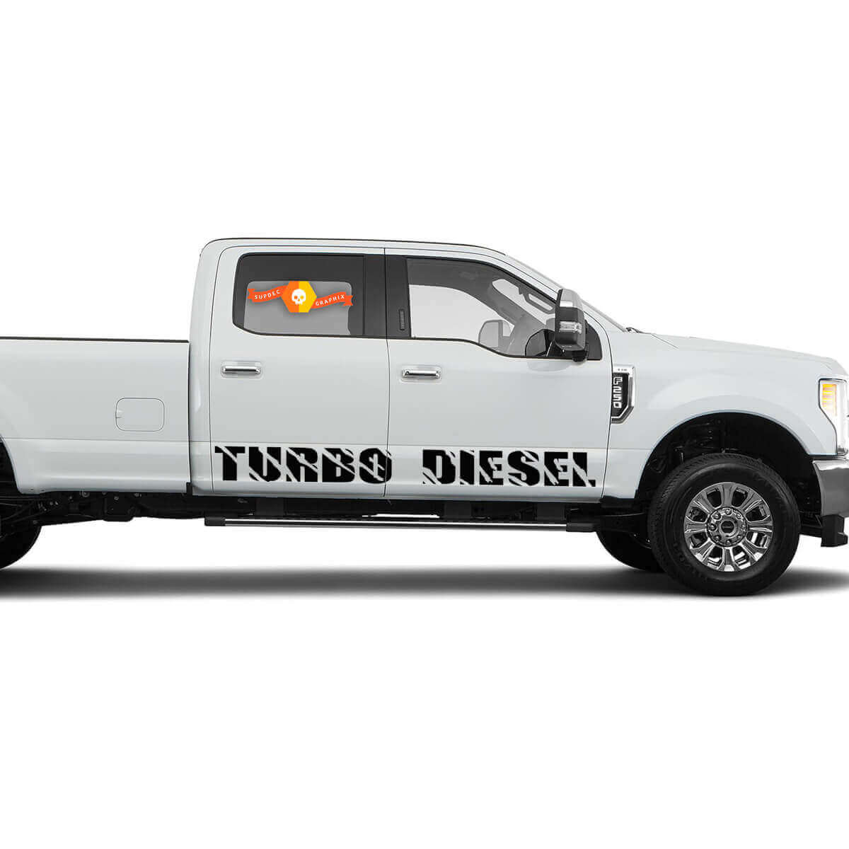 2 TURBO DIESEL ROCKER PANEL VINYL Stickers Decals fit to Musclecar F-250 Super Duty
