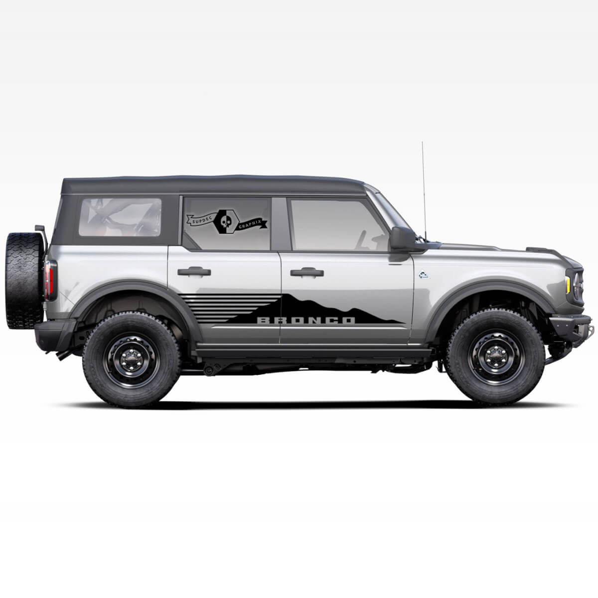 Pair of Bronco Mountains Logo Side Doors Decals Stickers for Ford Bronco 2021

