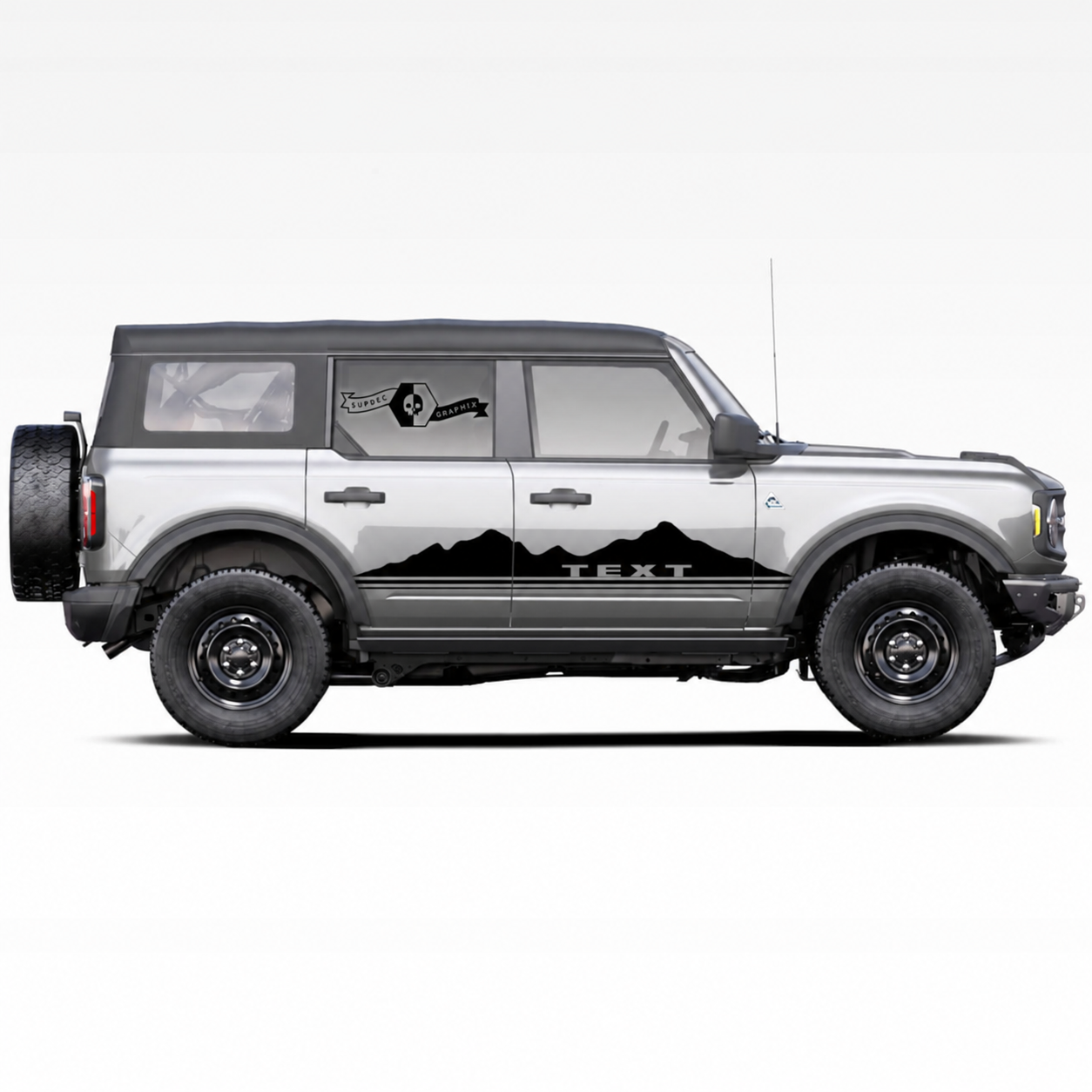 Custom Text Two Peaks Mountains Logo Side Door Decals Stickers Pair for Musclecar horse 2021