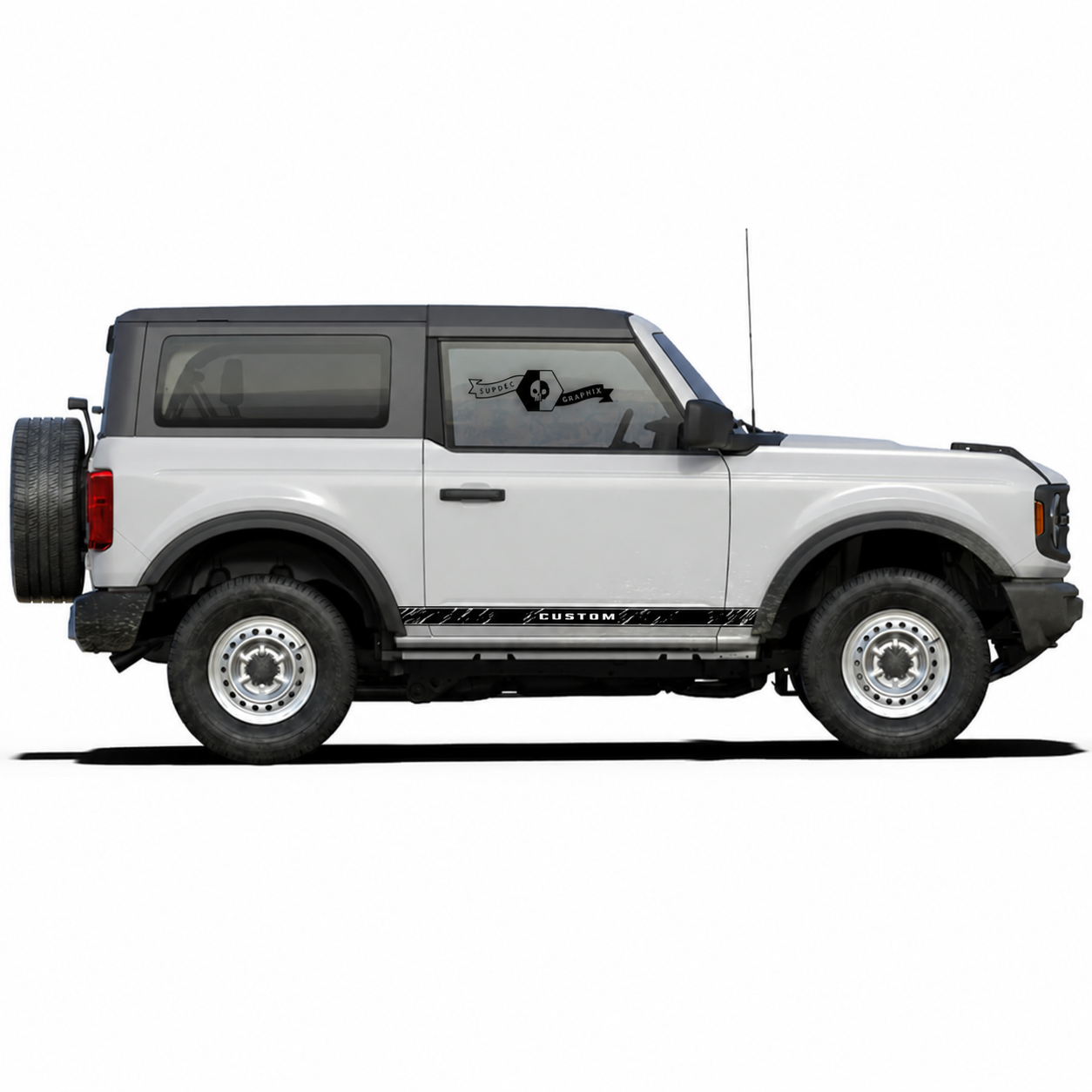 CUSTOM Distressed Rocker Stripe Pair 2 Door Rocker Panel Vinyl Decal Sticker for Ford Bronco 2021