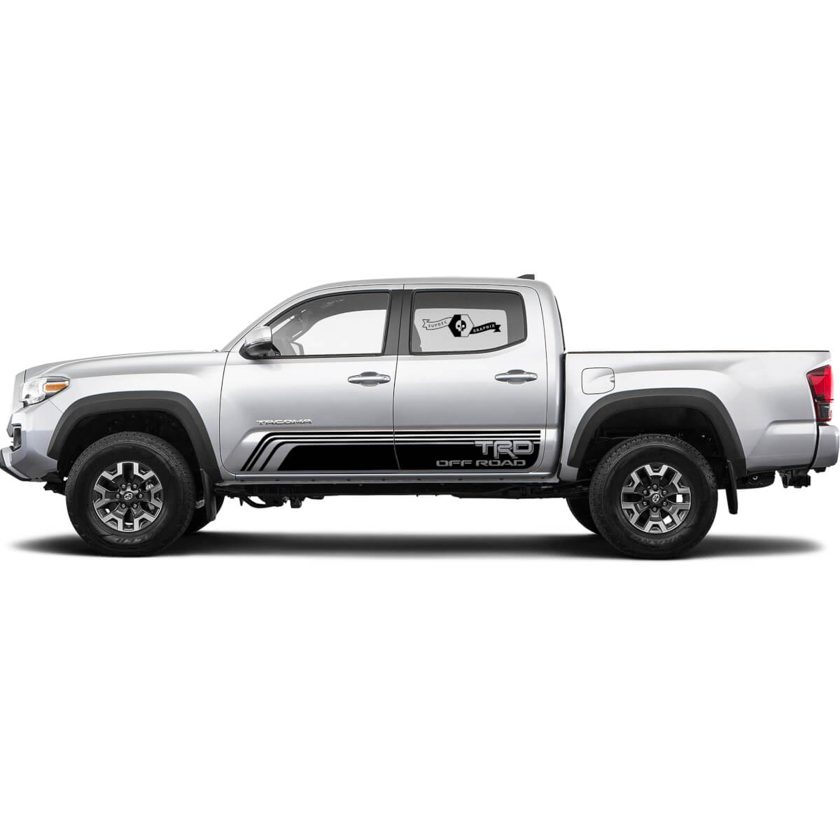 2 For Toyota Trd Off Road Slit Lines Tacoma Stripe Doors Rocker Panel Decal Sticker Graphic New
