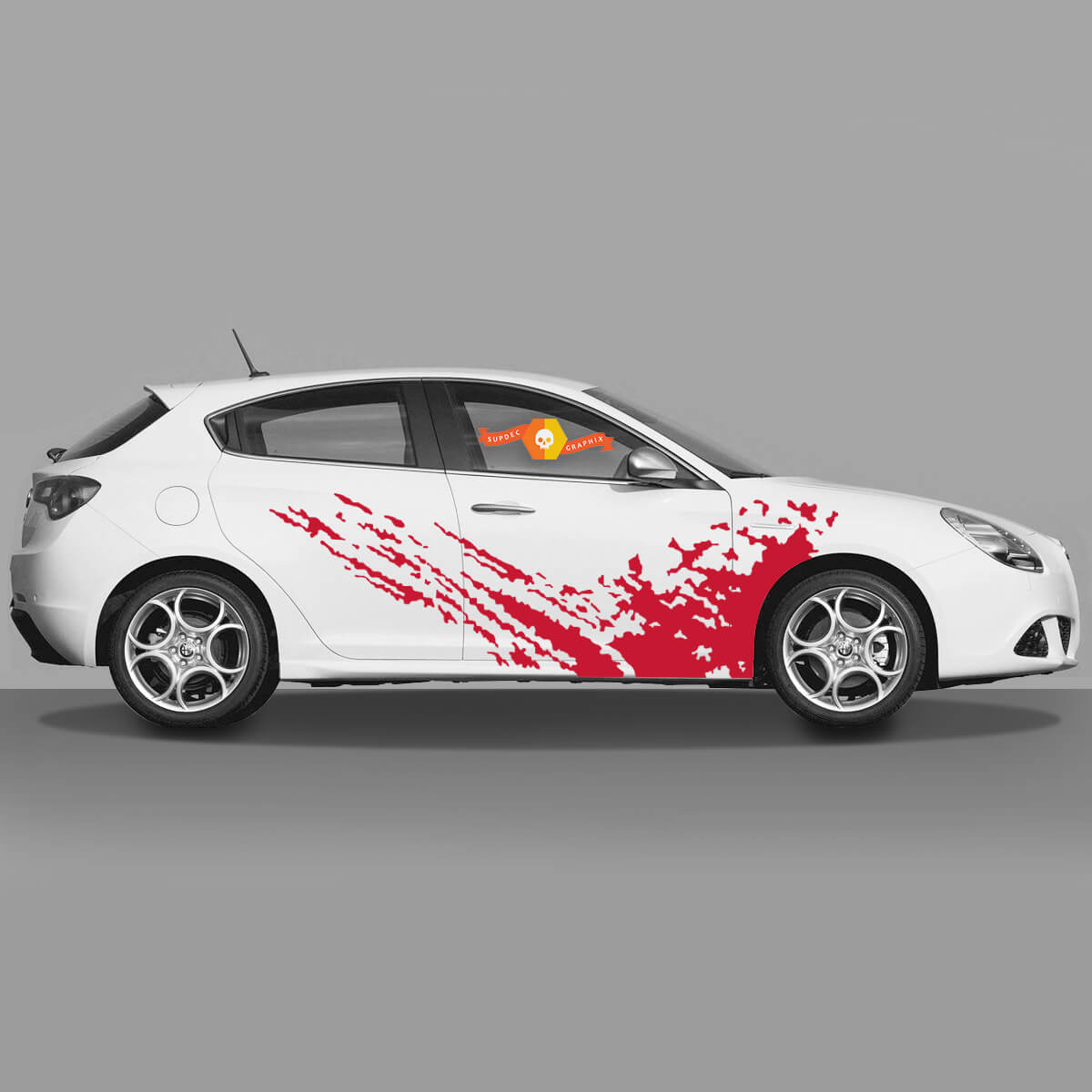 2x Doors Body Decal fits Alfa Romeo Giulietta Stickers Decals Vinyl Graphics Fire Stream