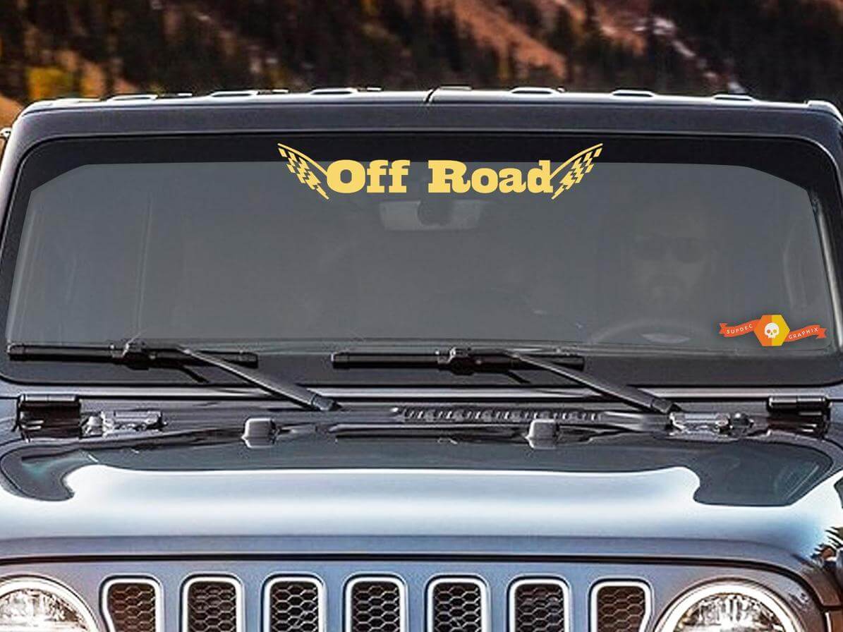Off Road Checkered Flags Windshield Banner Vinyl Decal for Jeep
