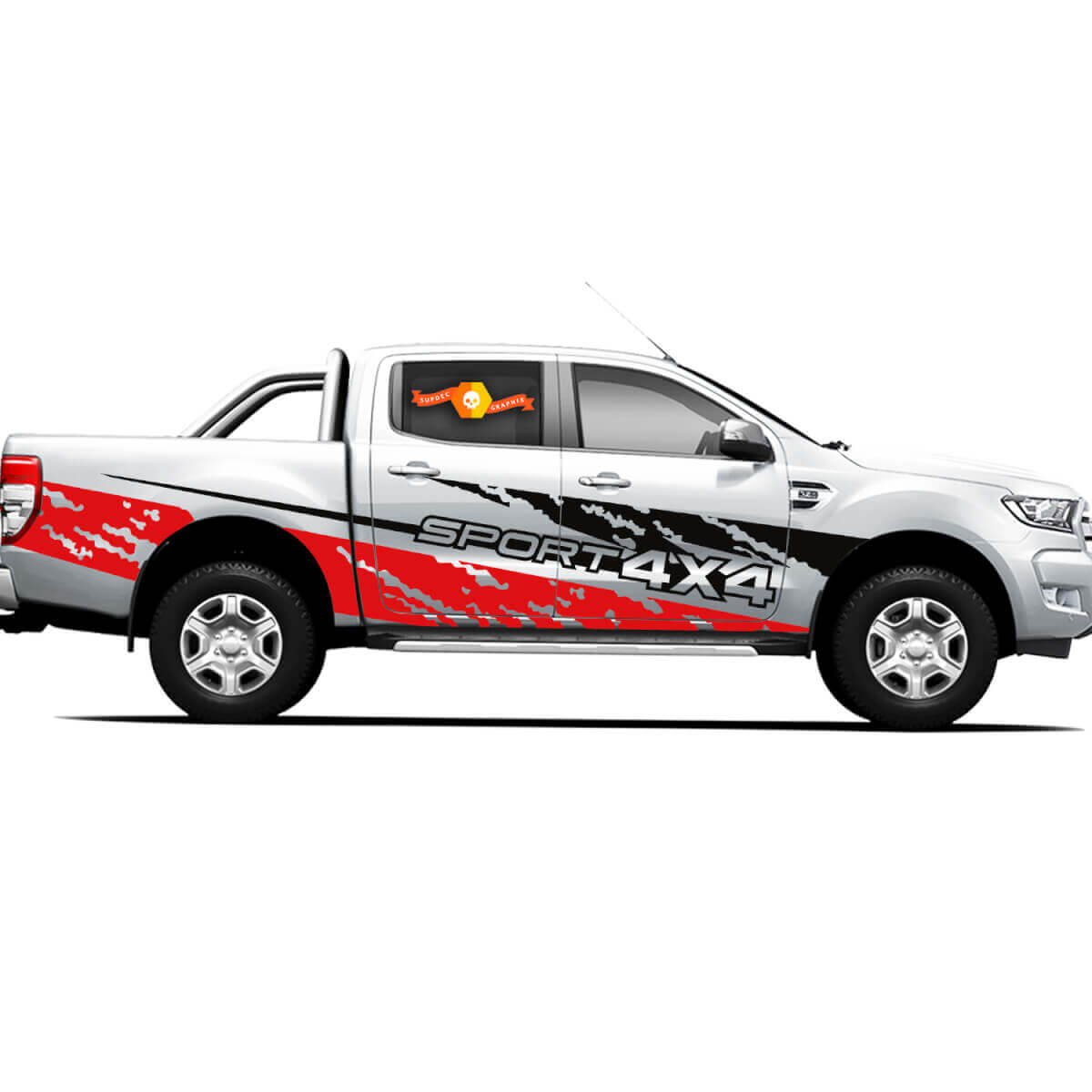 Pair Vinyl Decals Stickers 4X4 Tacoma Toyota TRD Off Road Truck side Doors Fire And Earth
