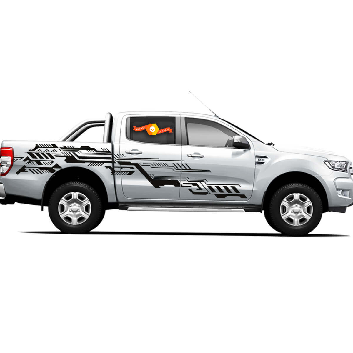 Pair Vinyl Decals Stickers 4X4 Tacoma Toyota TRD Off Road Truck side Doors Cyberpunk Lines Chaos New
