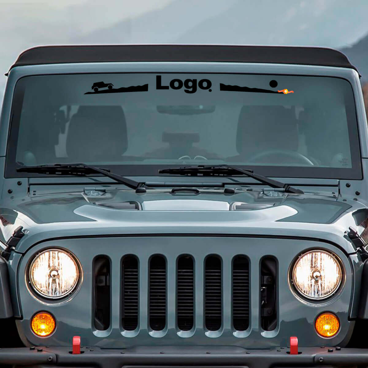 Mountain Style Logo Windshield Vinyl Decal for Jeep Wrangler Rubicon