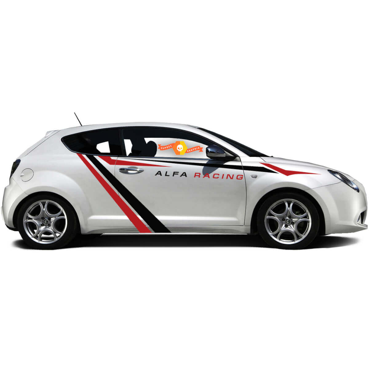 Pair Vinyl Decals side Graphic Stickers Alfa Romeo MITO Alfa Racing 2022
