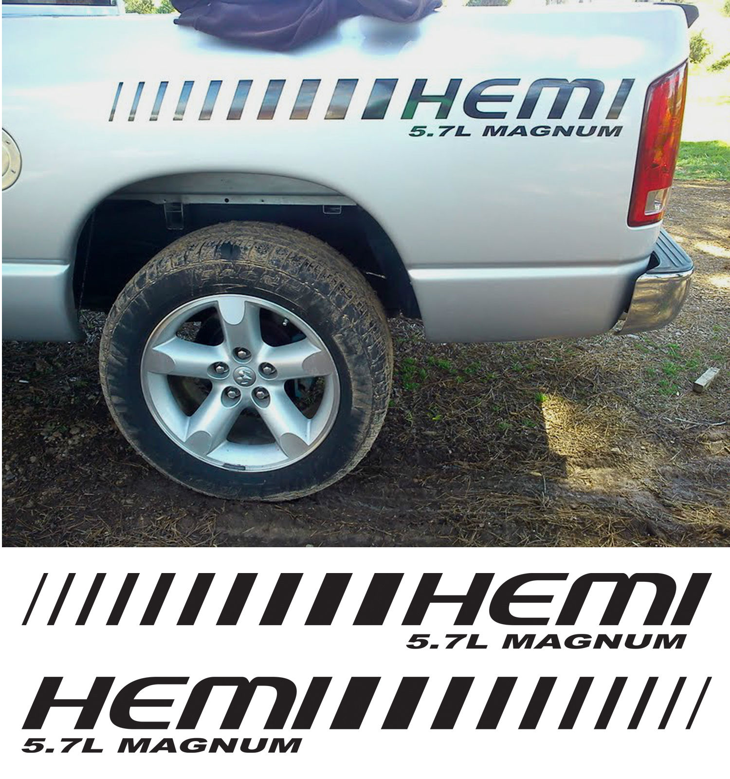 2 - Dodge HEMI 5.7 MAGNUM Ram Truck Decals Stickers