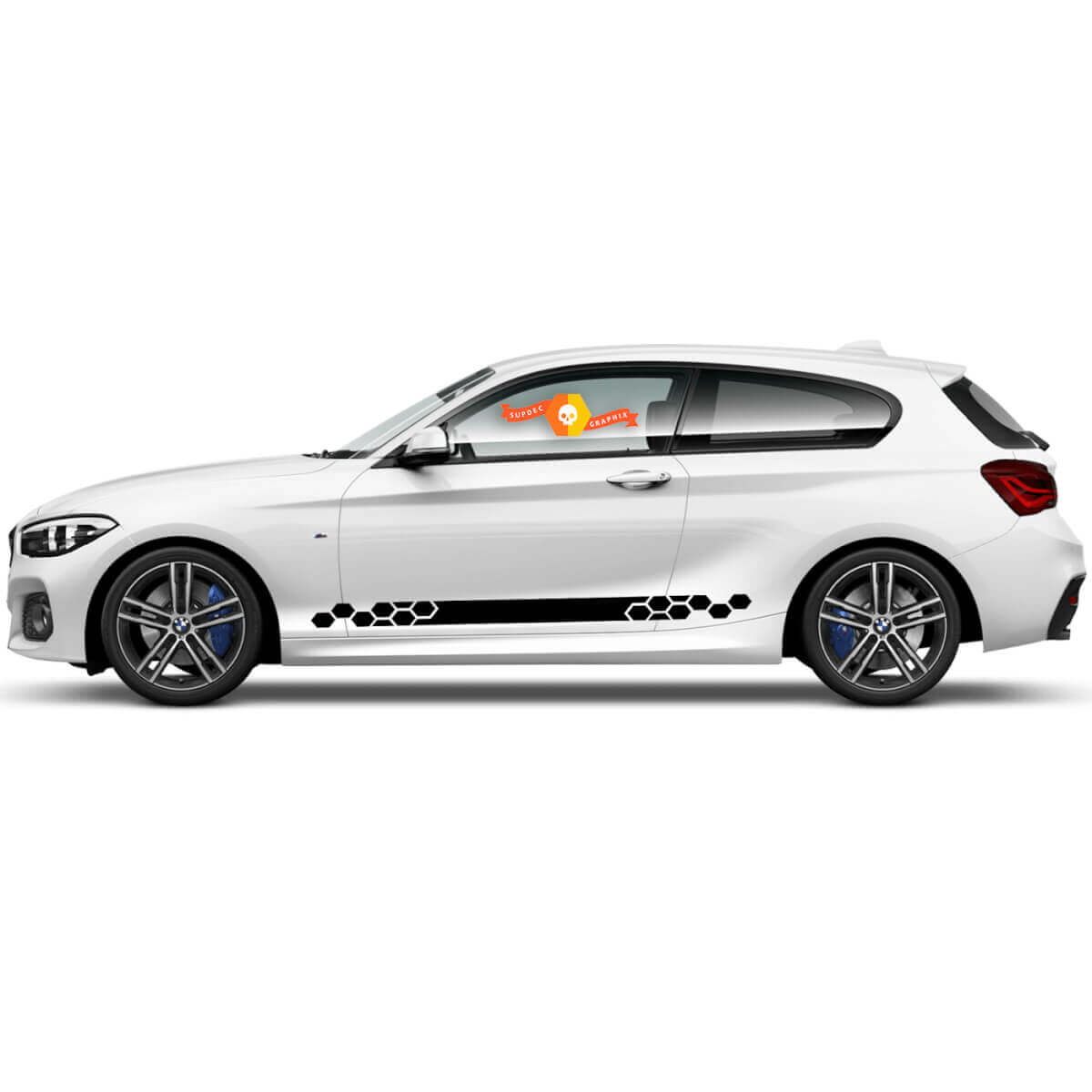 Pair Vinyl Decals Graphic Stickers side Rocker Panel for BMW 1 Series 2015 honeycombs
