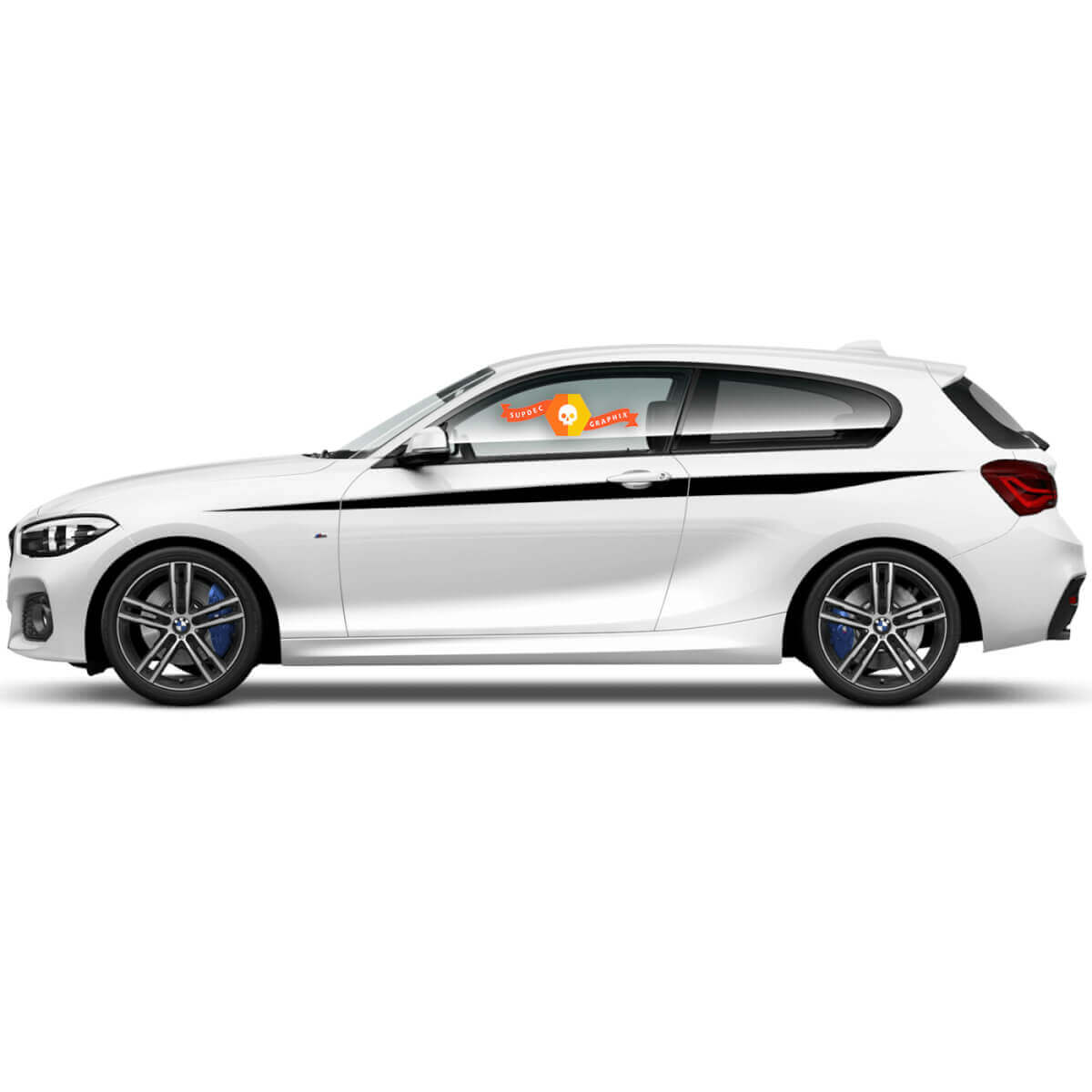 Pair Vinyl Decals Graphic Stickers side for BMW 1 Series 2015 black cut
