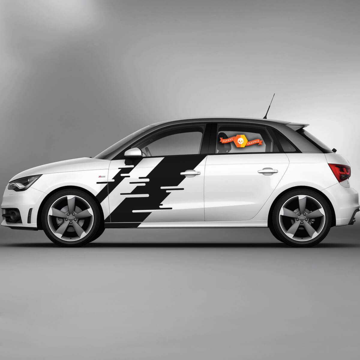 2x Vinyl Decals Graphic Stickers Audi A1 car racing stripes Wide Ribbon 2022
