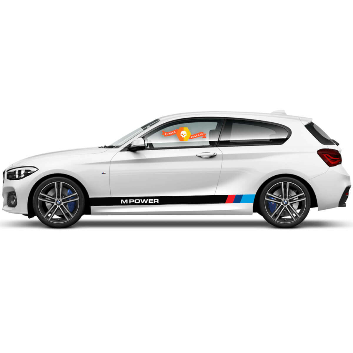 Pair Vinyl Decals Graphic Stickers side  bmw 1 series 2015 Rocker panel M POWER new
