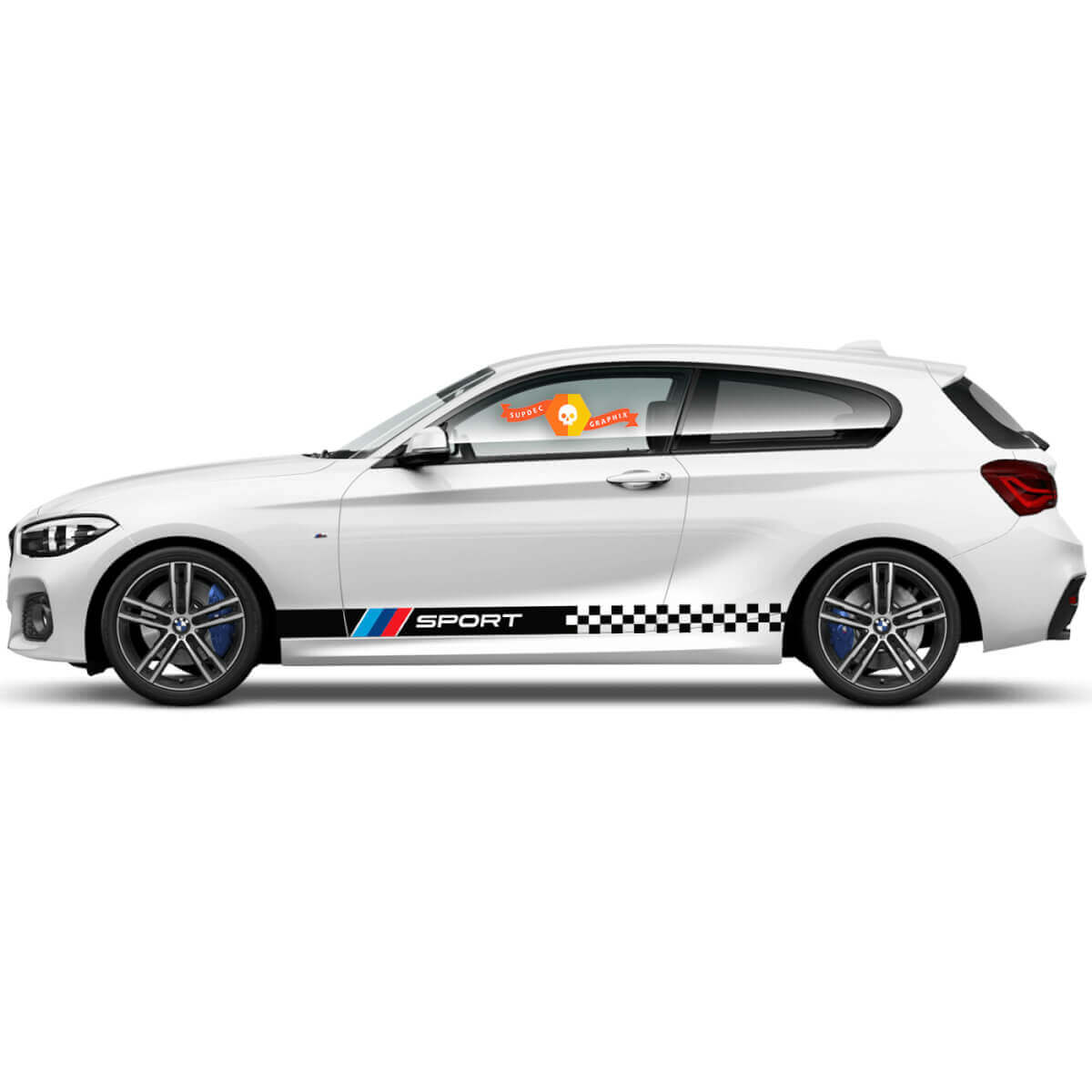 Pair Vinyl Decals Graphic Stickers side bmw 1 series 2015 Rocker panel Racing  checkered flag Sport 2022
