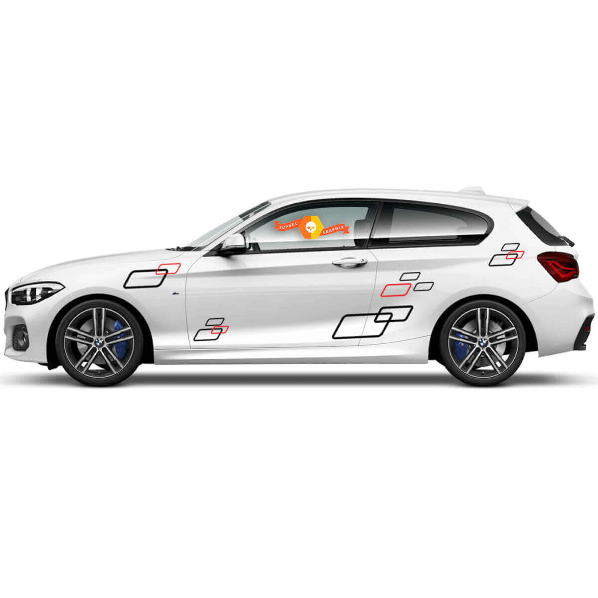 2 x Vinyl Decals Graphic Stickers side bmw 1 series 2015 door racing rectangles
