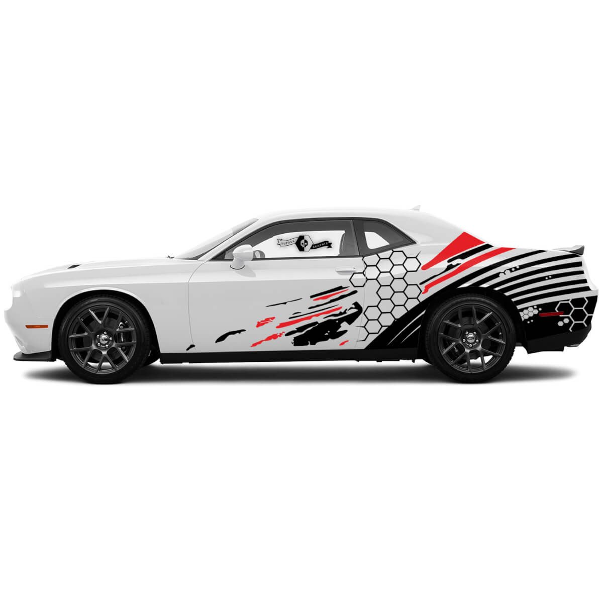 Pair Two colors  Dodge Challenger SRT Scat Pack Honeycomb Door Side Grunge Stickers Decals Vinyl Graphics Rapid
