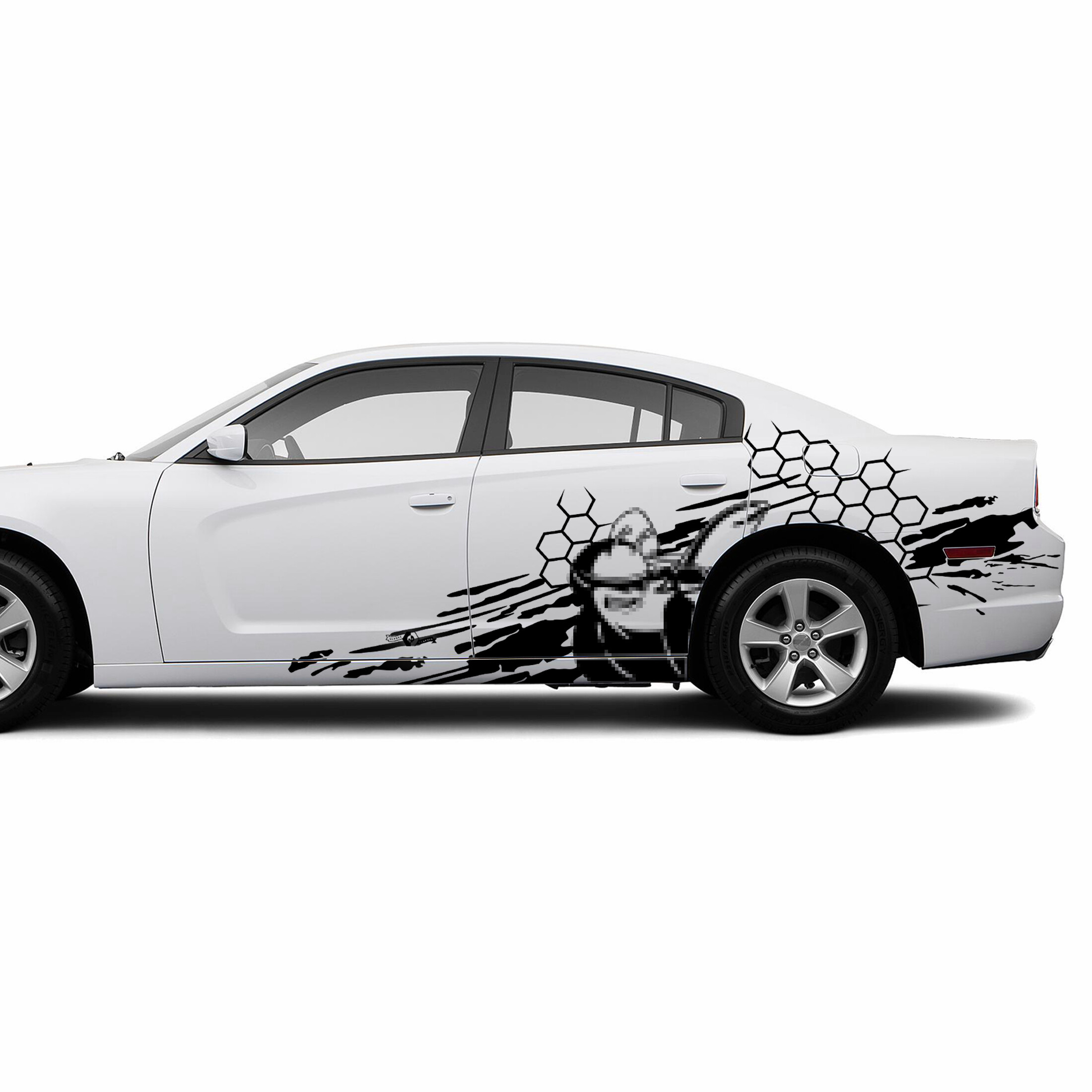 Honeycomb & Mud Splash Side Vinyl Decal Sticker for Dodge Challenger