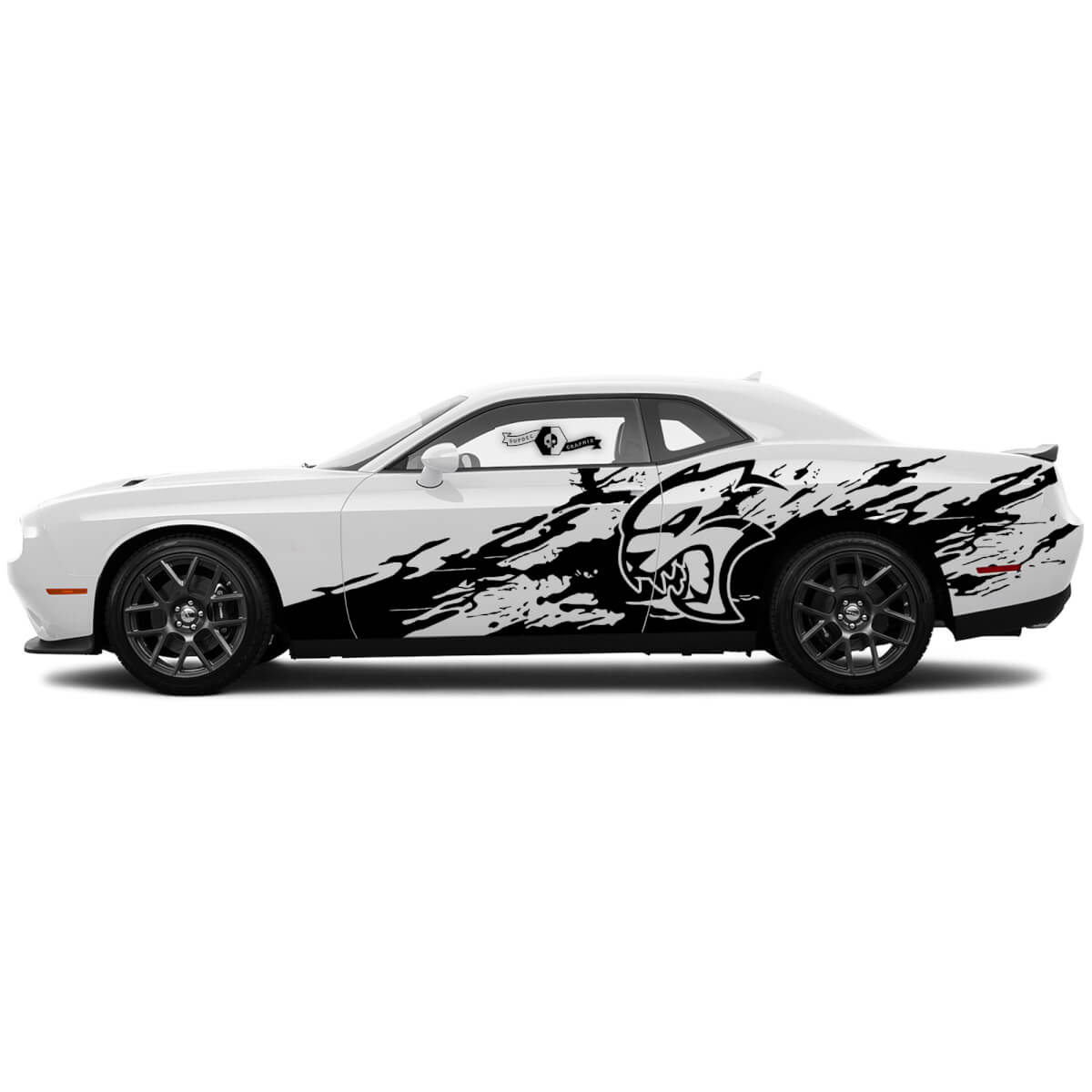 Pair Dodge Сharger or Challenger SRT Hellcat Destroyed New Door Side Grunge Stickers Decals Vinyl Graphics
