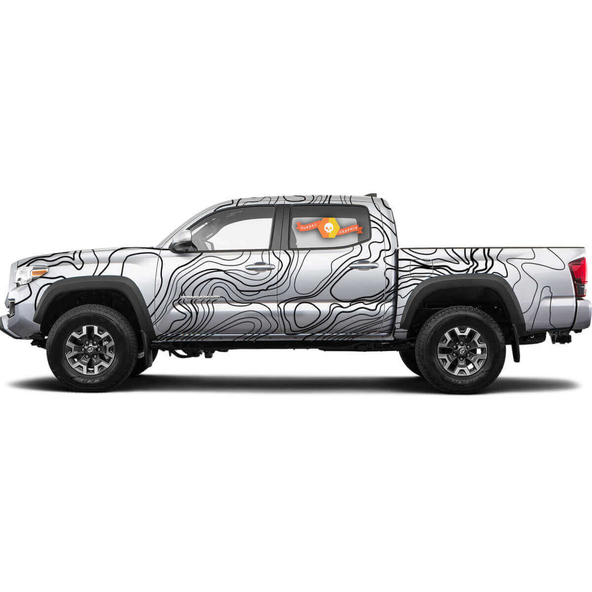 Topographic Map Graphic Full Body Vinyl Decal Kit For Toyota Tacoma