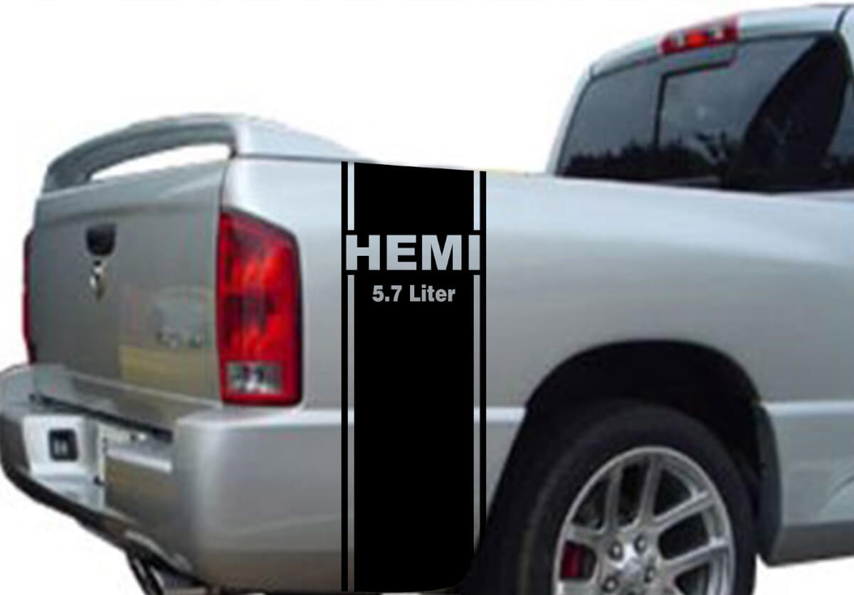 Hemi 5.7L Rear Side Stripes Vinyl Decal for Dodge Ram