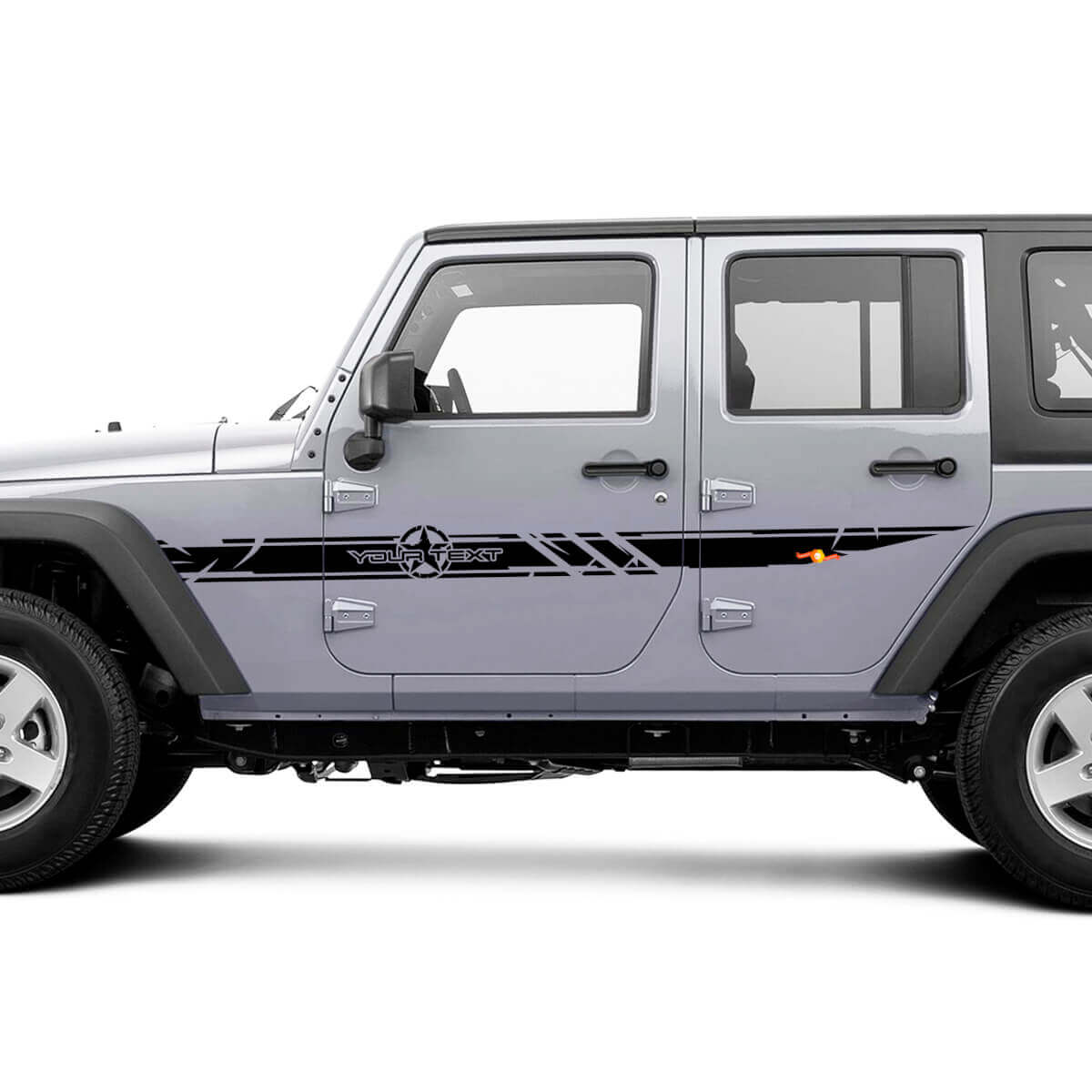 Disctessed Custom Army Star Side Stripes Vinyl Decal Set for Jeep Wrangler